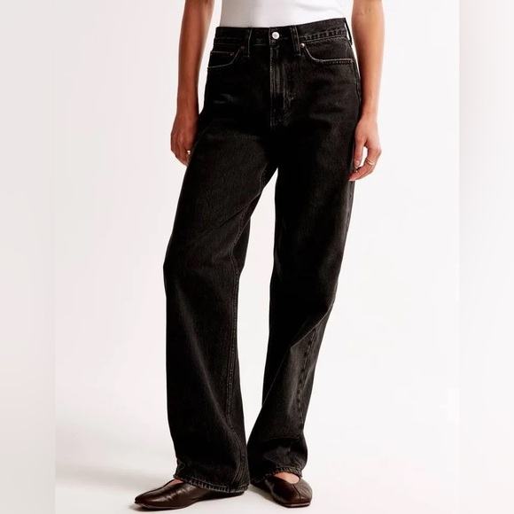 Abercrombie & Fitch Denim - Abercrombie & Fitch Black The Slouchy Jean Mid Rise Curve Love